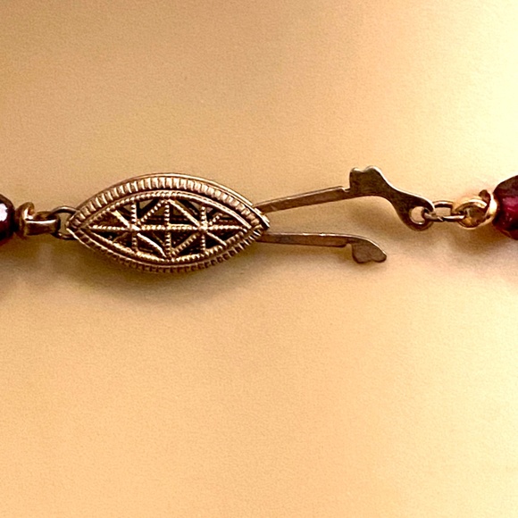 Garnet Necklace Choker Faceted Beads Antique Edwardian to Victorian Era - Picture 6 of 6